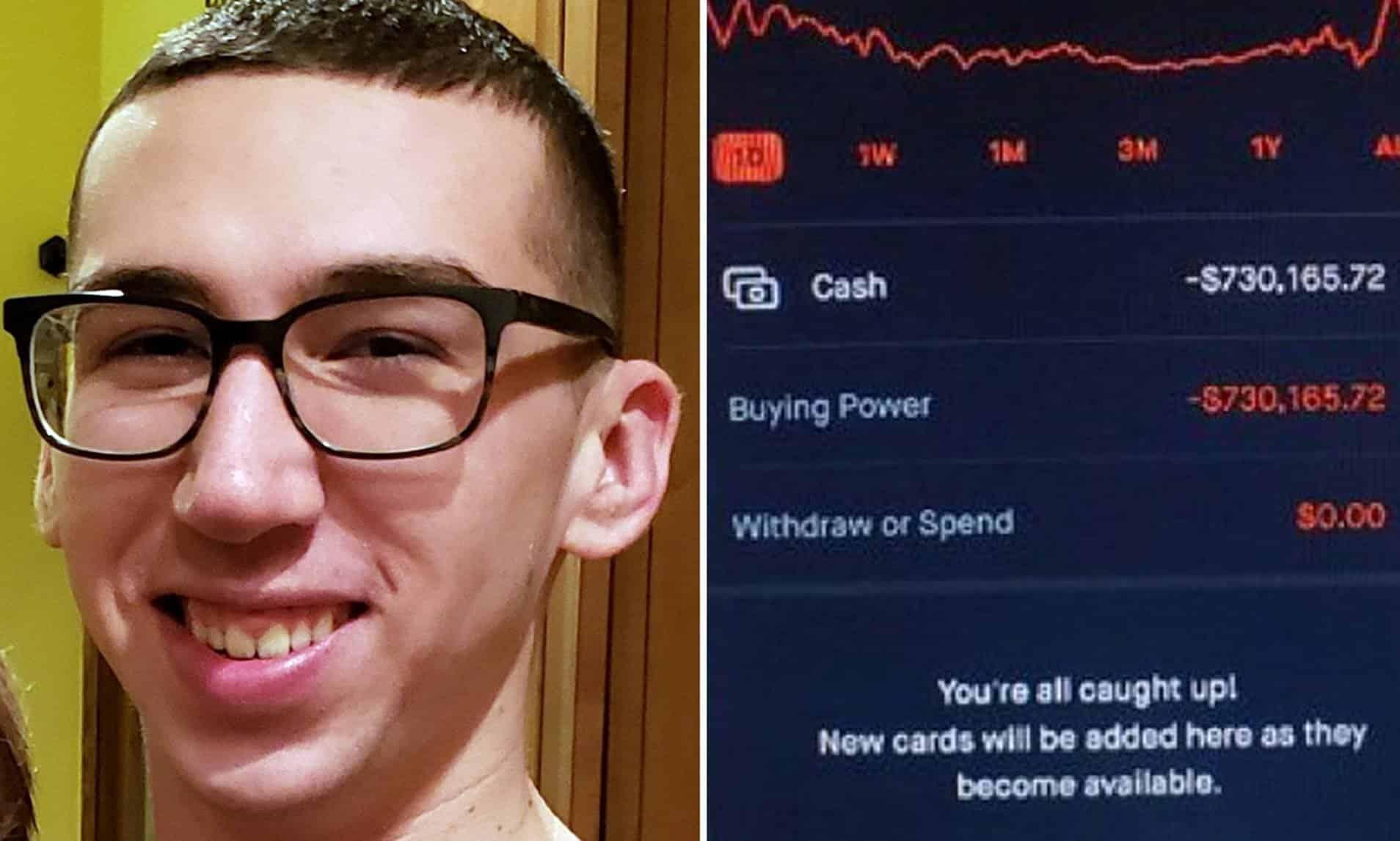 20-Year-Old Robinhood Customer Suicide After Seeing $ 730,000 Negative Balance